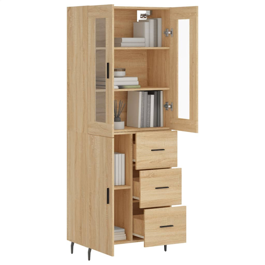 Hoge Kast 69,5X34X80 Cm Bewerkt Hout Kleurig 1 Sonoma eiken 1 deur 3 lades