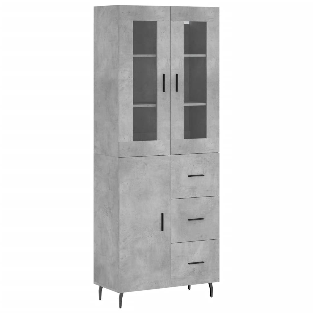 Hoge Kast 69,5X34X180 Cm Bewerkt Hout Betongrijs