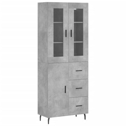 Hoge Kast 69,5X34X180 Cm Bewerkt Hout Betongrijs