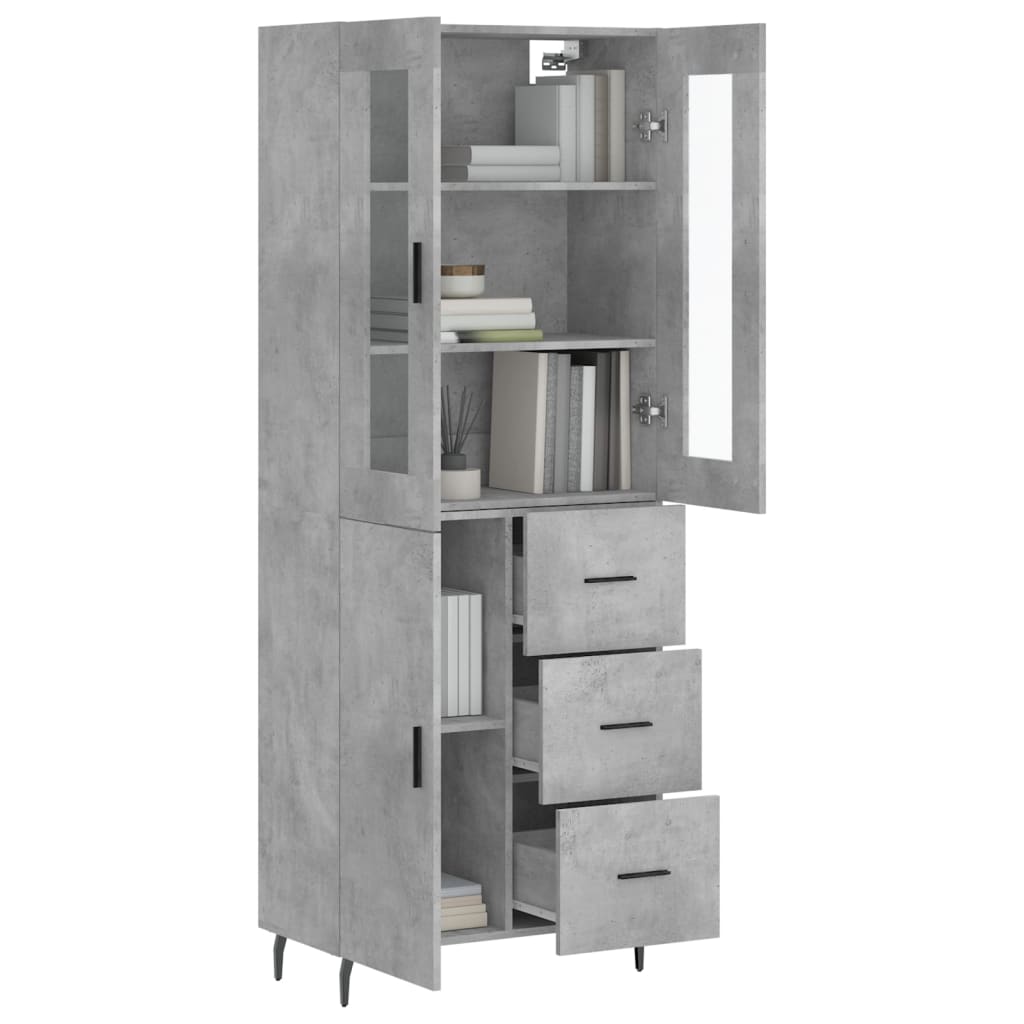 Hoge Kast 69,5X34X180 Cm Bewerkt Hout Betongrijs
