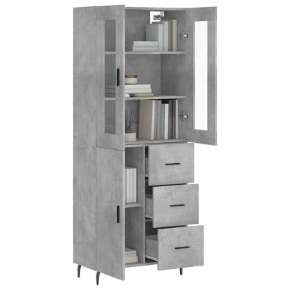 Hoge Kast 69,5X34X180 Cm Bewerkt Hout Betongrijs