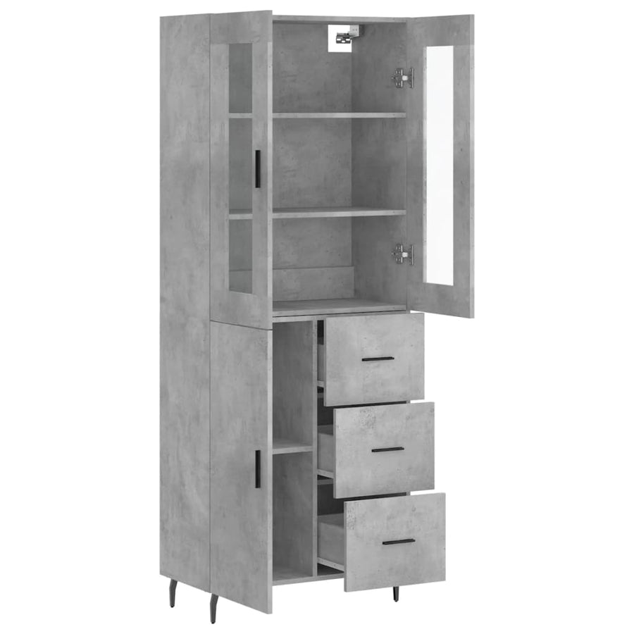 Hoge Kast 69,5X34X180 Cm Bewerkt Hout Betongrijs