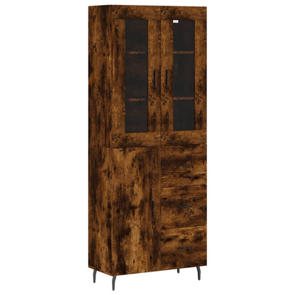 Hoge Kast 69,5X34X180 Cm Bewerkt Hout Gerookt Eikenkleurig