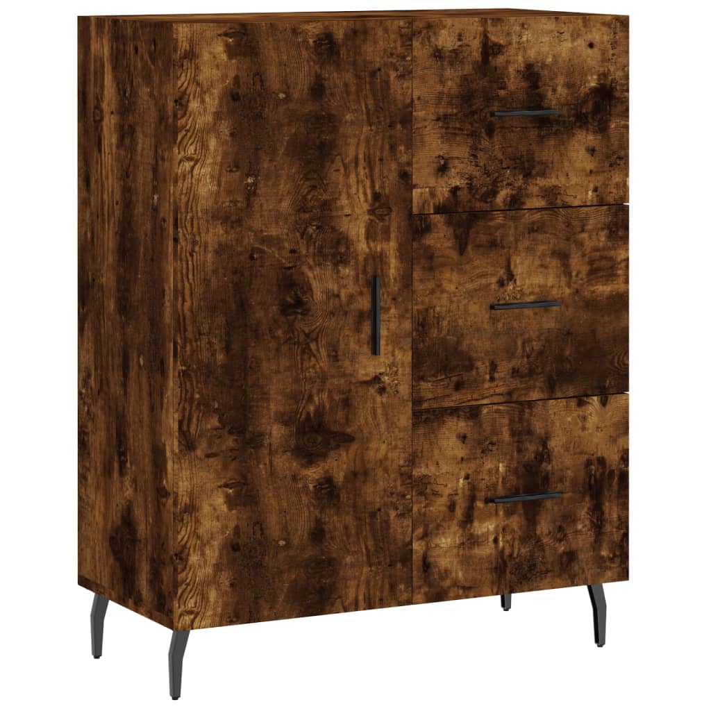 Hoge Kast 69,5X34X180 Cm Bewerkt Hout Gerookt Eikenkleurig