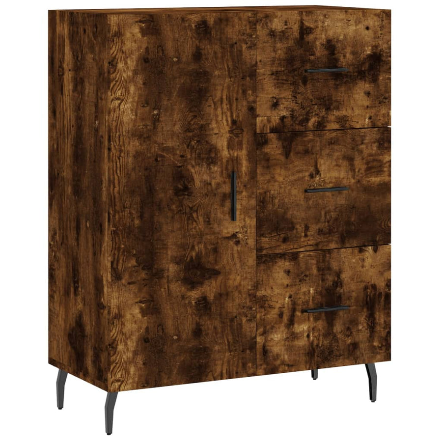 Hoge Kast 69,5X34X180 Cm Bewerkt Hout Gerookt Eikenkleurig
