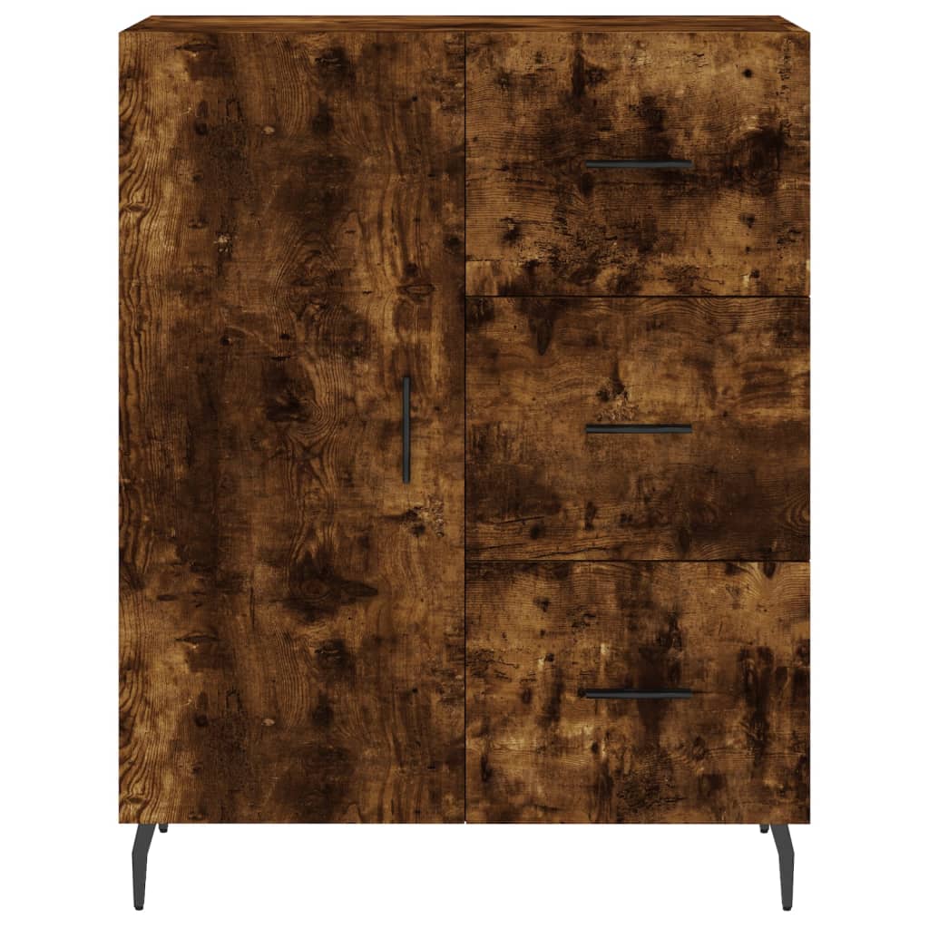 Hoge Kast 69,5X34X180 Cm Bewerkt Hout Gerookt Eikenkleurig