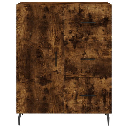 Hoge Kast 69,5X34X180 Cm Bewerkt Hout Gerookt Eikenkleurig