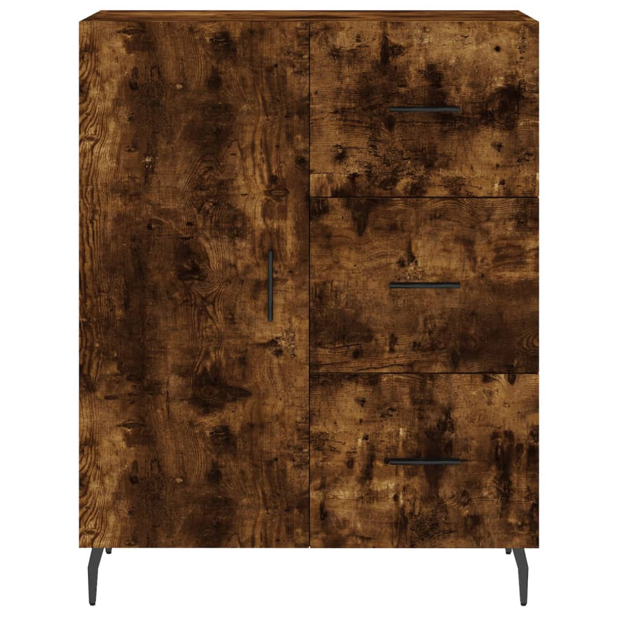Hoge Kast 69,5X34X180 Cm Bewerkt Hout Gerookt Eikenkleurig