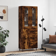 Hoge kast 69,5x34x180 cm bewerkt hout gerookt eiken