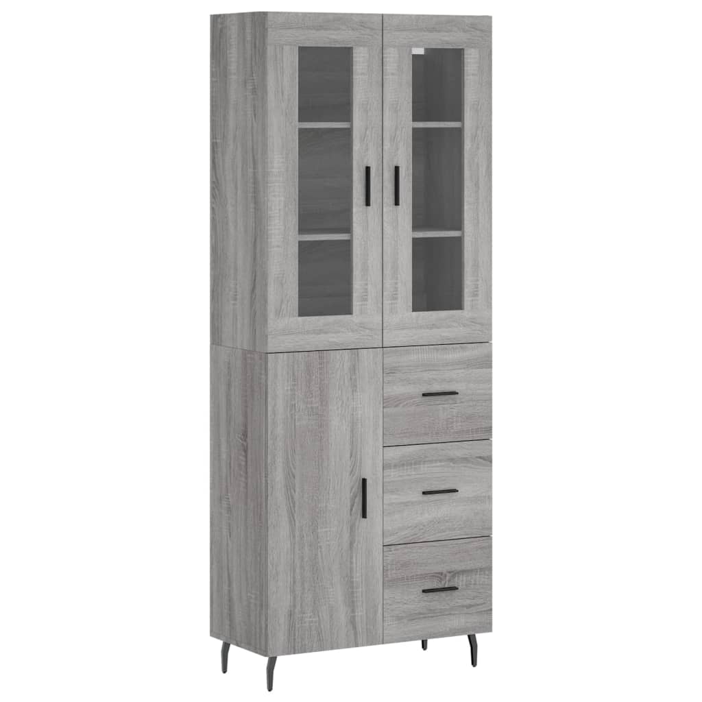 Hoge Kast 69,5X34X180 Cm Bewerkt Hout Grijs Sonoma Eikenkleurig