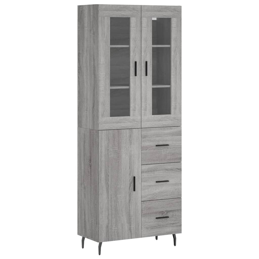 Hoge Kast 69,5X34X180 Cm Bewerkt Hout Grijs Sonoma Eikenkleurig