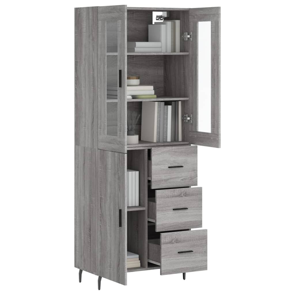 Hoge Kast 69,5X34X180 Cm Bewerkt Hout Grijs Sonoma Eikenkleurig
