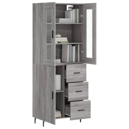 Hoge Kast 69,5X34X180 Cm Bewerkt Hout Grijs Sonoma Eikenkleurig
