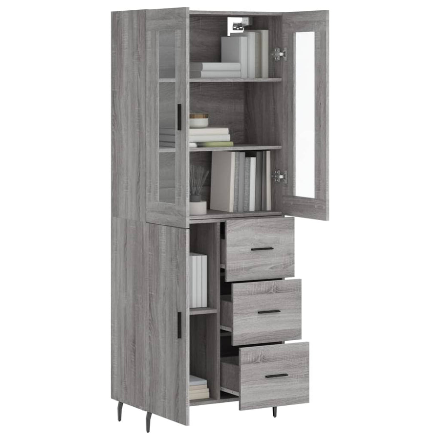 Hoge Kast 69,5X34X180 Cm Bewerkt Hout Grijs Sonoma Eikenkleurig