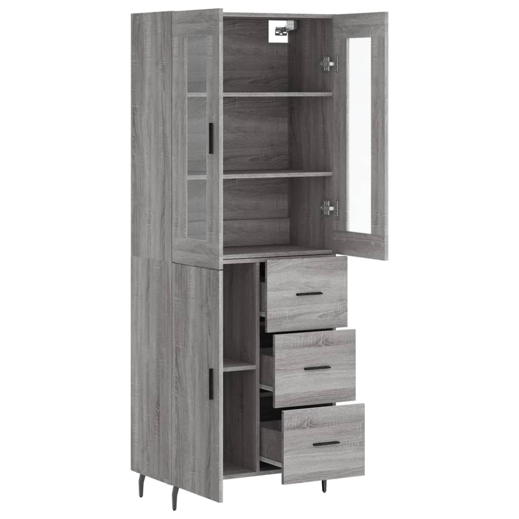 Hoge Kast 69,5X34X180 Cm Bewerkt Hout Grijs Sonoma Eikenkleurig