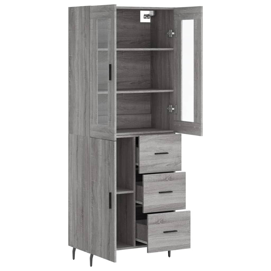 Hoge Kast 69,5X34X180 Cm Bewerkt Hout Grijs Sonoma Eikenkleurig