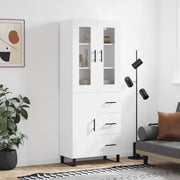 Hoge kast 69,5x34x180 cm wit bewerkt hout