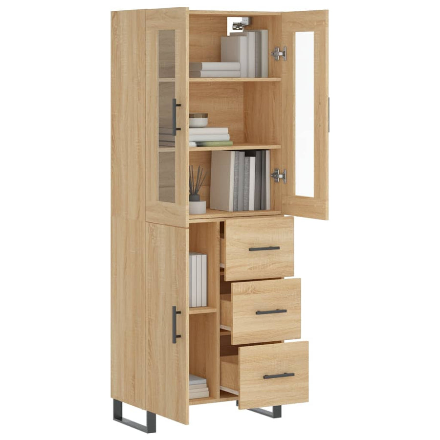 Hoge Kast 69,5X34X180 Cm Bewerkt Hout Kleurig Sonoma eiken