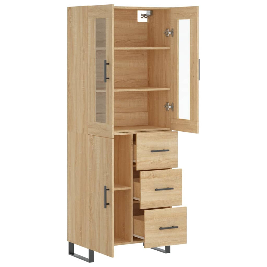 Hoge Kast 69,5X34X180 Cm Bewerkt Hout Kleurig Sonoma eiken
