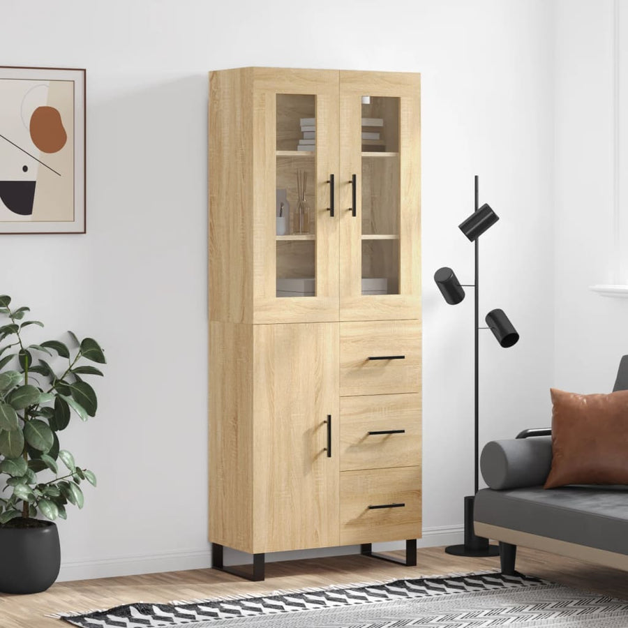 Hoge Kast 69,5X34X180 Cm Bewerkt Hout Kleurig Sonoma eiken
