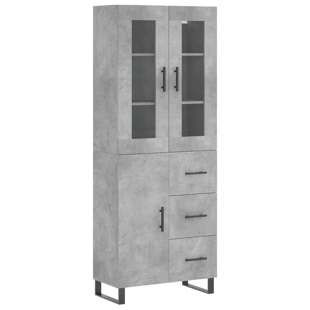 Hoge Kast 69,5X34X180 Cm Bewerkt Hout Betongrijs