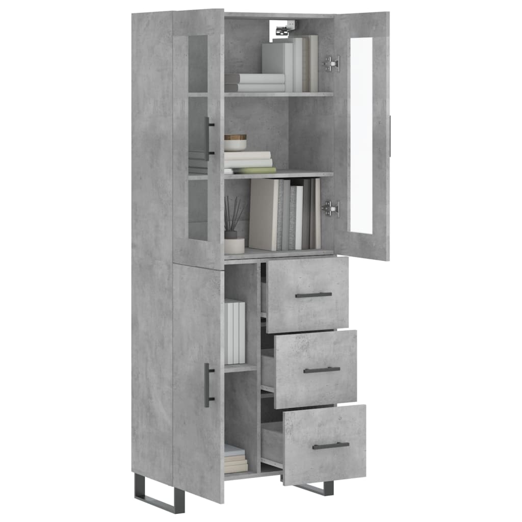 Hoge Kast 69,5X34X180 Cm Bewerkt Hout Betongrijs
