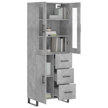 Hoge Kast 69,5X34X180 Cm Bewerkt Hout Betongrijs