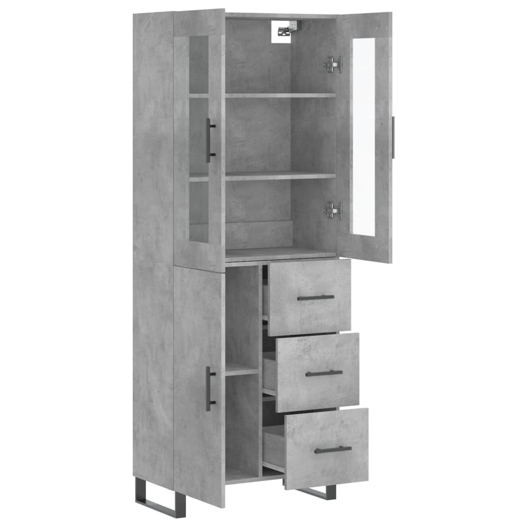 Hoge Kast 69,5X34X180 Cm Bewerkt Hout Betongrijs