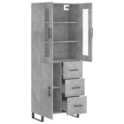 Hoge Kast 69,5X34X180 Cm Bewerkt Hout Betongrijs