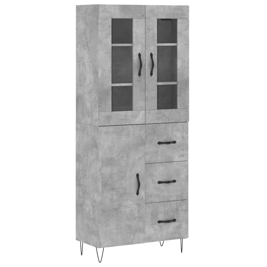 Hoge Kast 69,5X34X180 Cm Bewerkt Hout Betongrijs