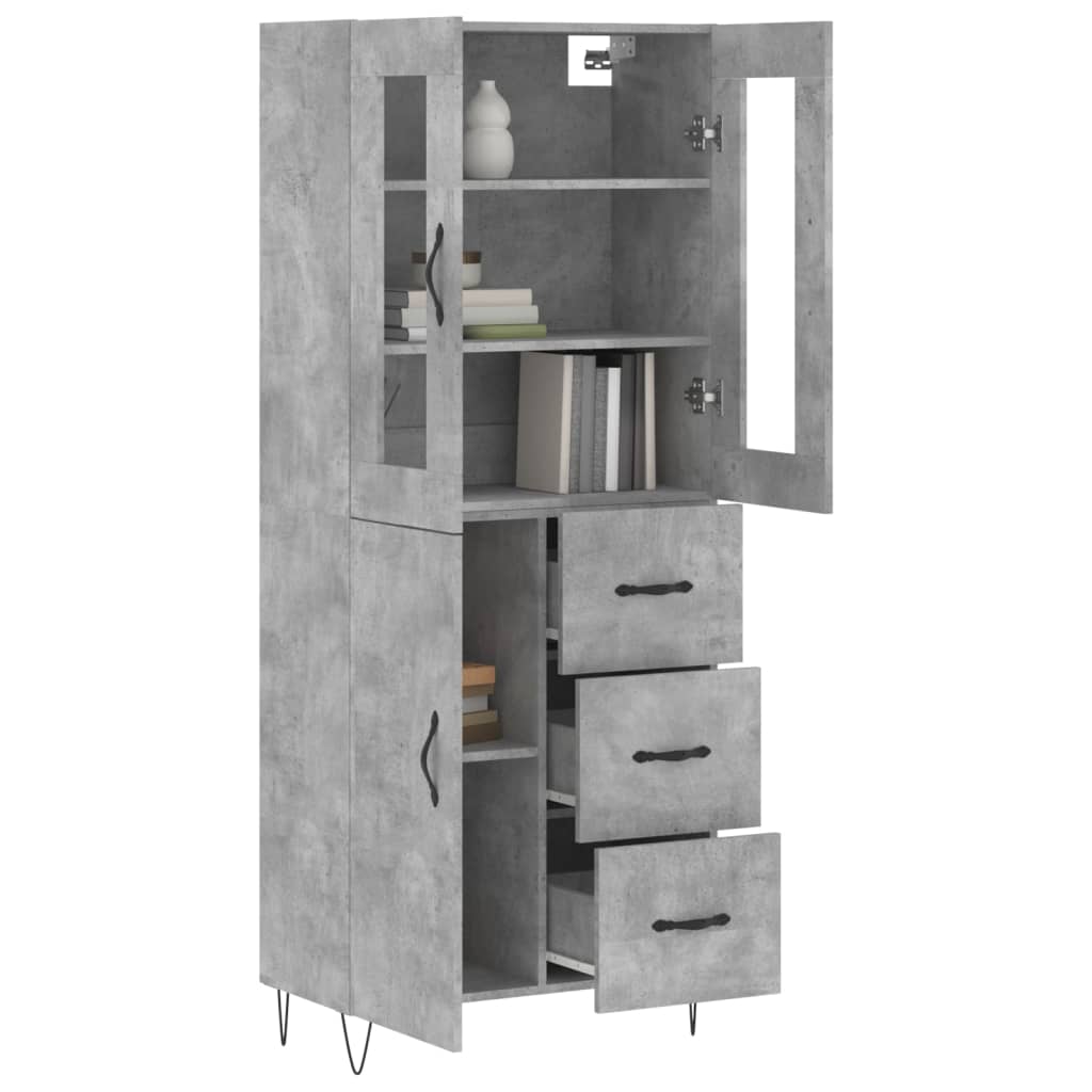 Hoge Kast 69,5X34X180 Cm Bewerkt Hout Betongrijs