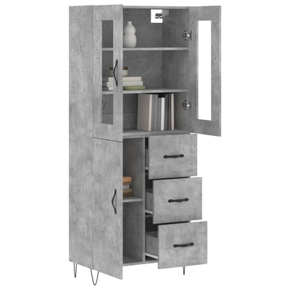 Hoge Kast 69,5X34X180 Cm Bewerkt Hout Betongrijs
