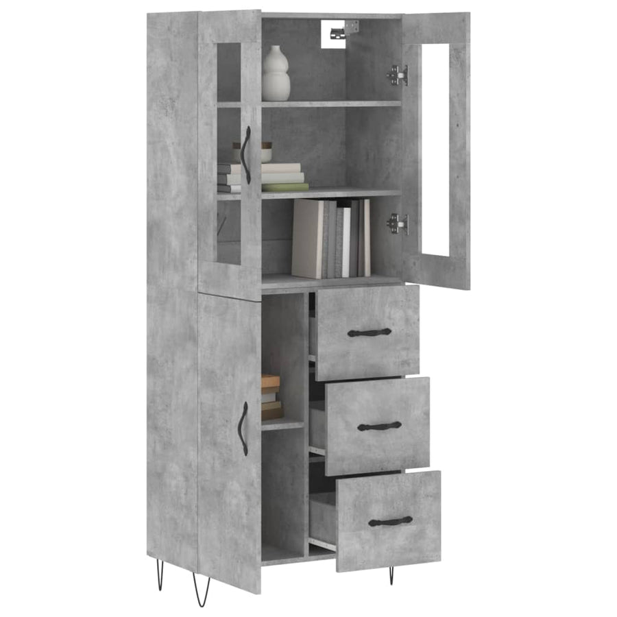 Hoge Kast 69,5X34X180 Cm Bewerkt Hout Betongrijs