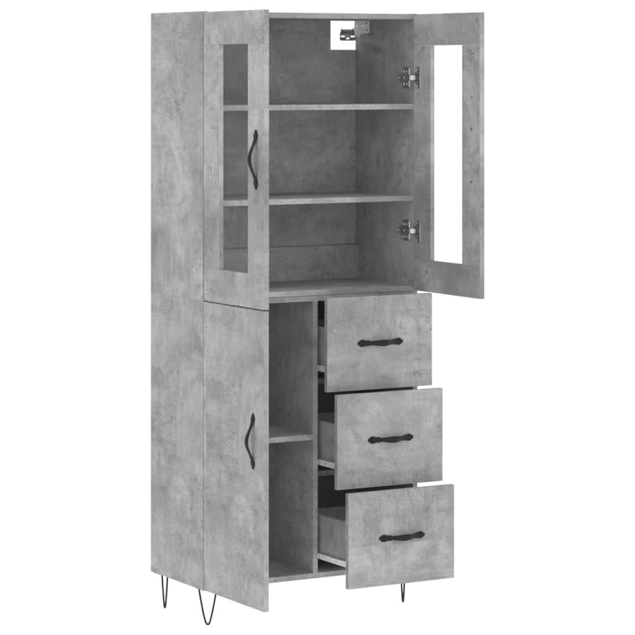 Hoge Kast 69,5X34X180 Cm Bewerkt Hout Betongrijs