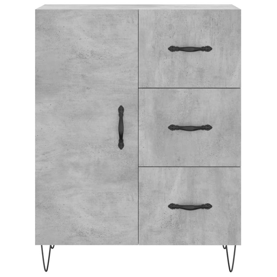 Hoge Kast 69,5X34X180 Cm Bewerkt Hout Betongrijs