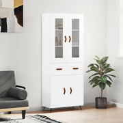 Hoge kast 69,5x34x180 cm bewerkt hout wit
