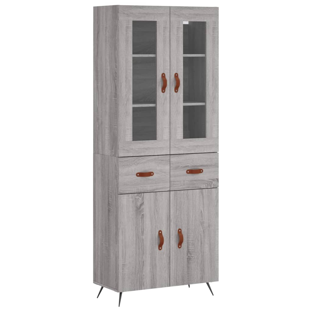 Hoge Kast 69,5X34X180 Cm Bewerkt Hout Grijs Sonoma Eikenkleurig