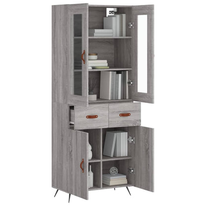 Hoge Kast 69,5X34X180 Cm Bewerkt Hout Grijs Sonoma Eikenkleurig