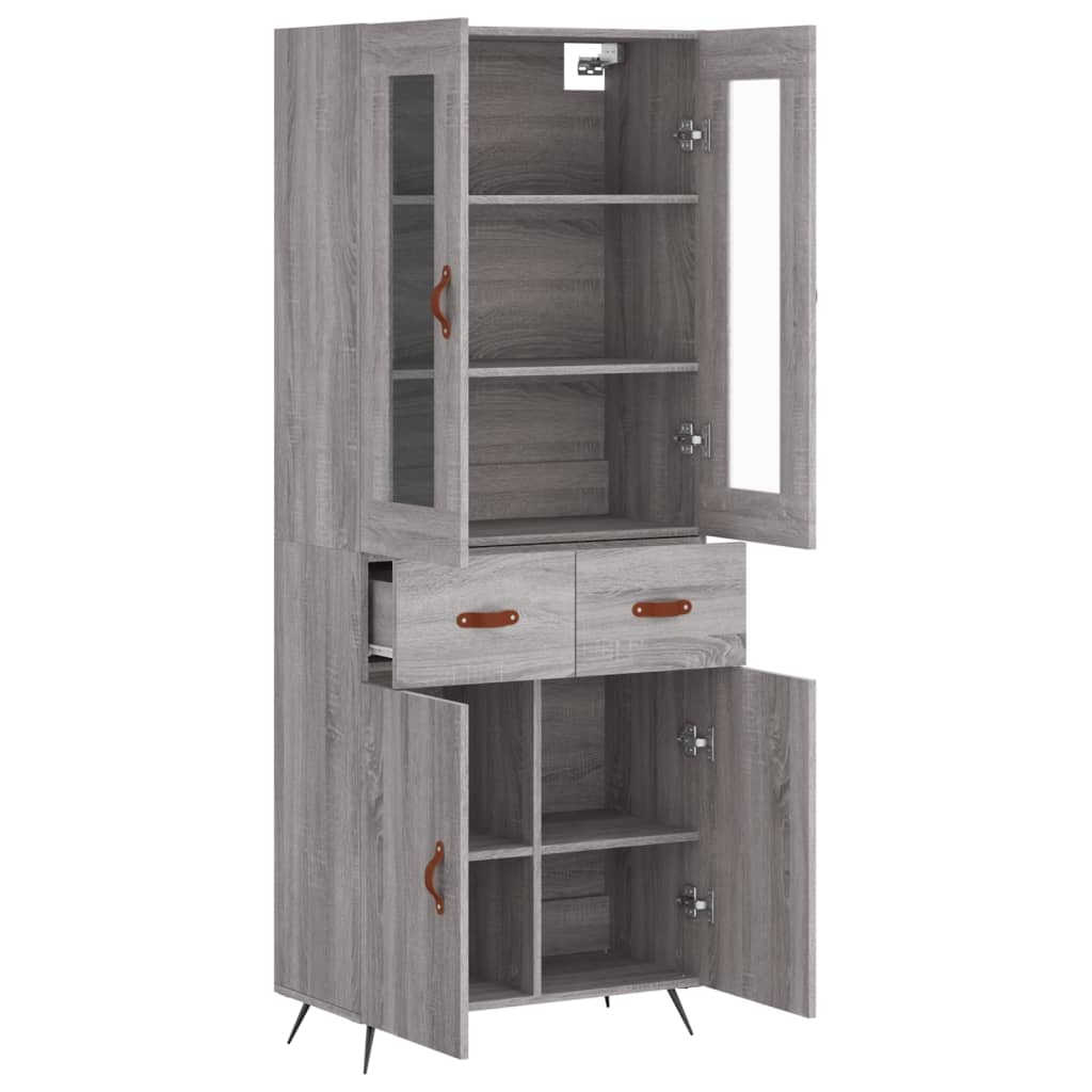 Hoge Kast 69,5X34X180 Cm Bewerkt Hout Grijs Sonoma Eikenkleurig