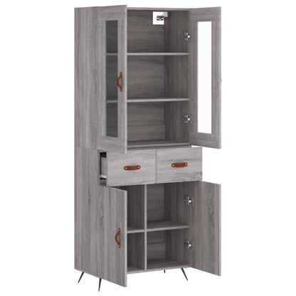 Hoge Kast 69,5X34X180 Cm Bewerkt Hout Grijs Sonoma Eikenkleurig