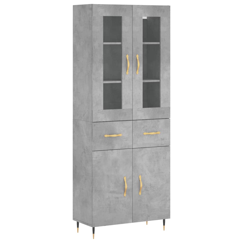 Hoge Kast 69,5X34X180 Cm Bewerkt Hout Betongrijs