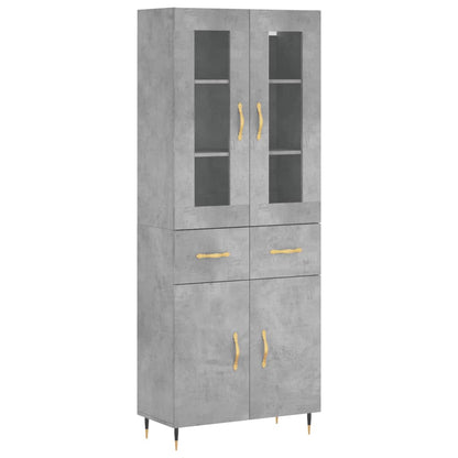 Hoge Kast 69,5X34X180 Cm Bewerkt Hout Betongrijs