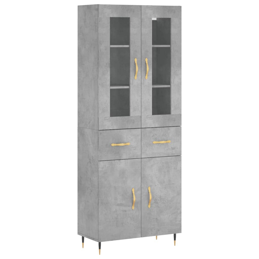 Hoge Kast 69,5X34X180 Cm Bewerkt Hout Betongrijs
