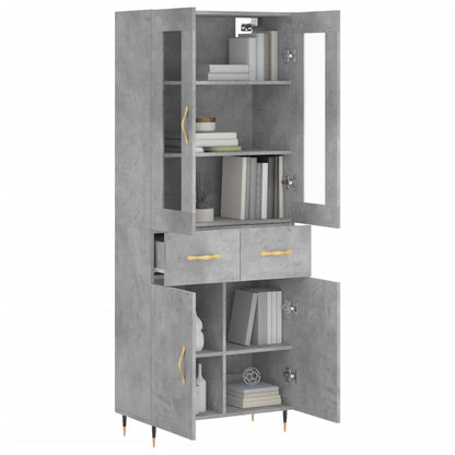 Hoge Kast 69,5X34X180 Cm Bewerkt Hout Betongrijs