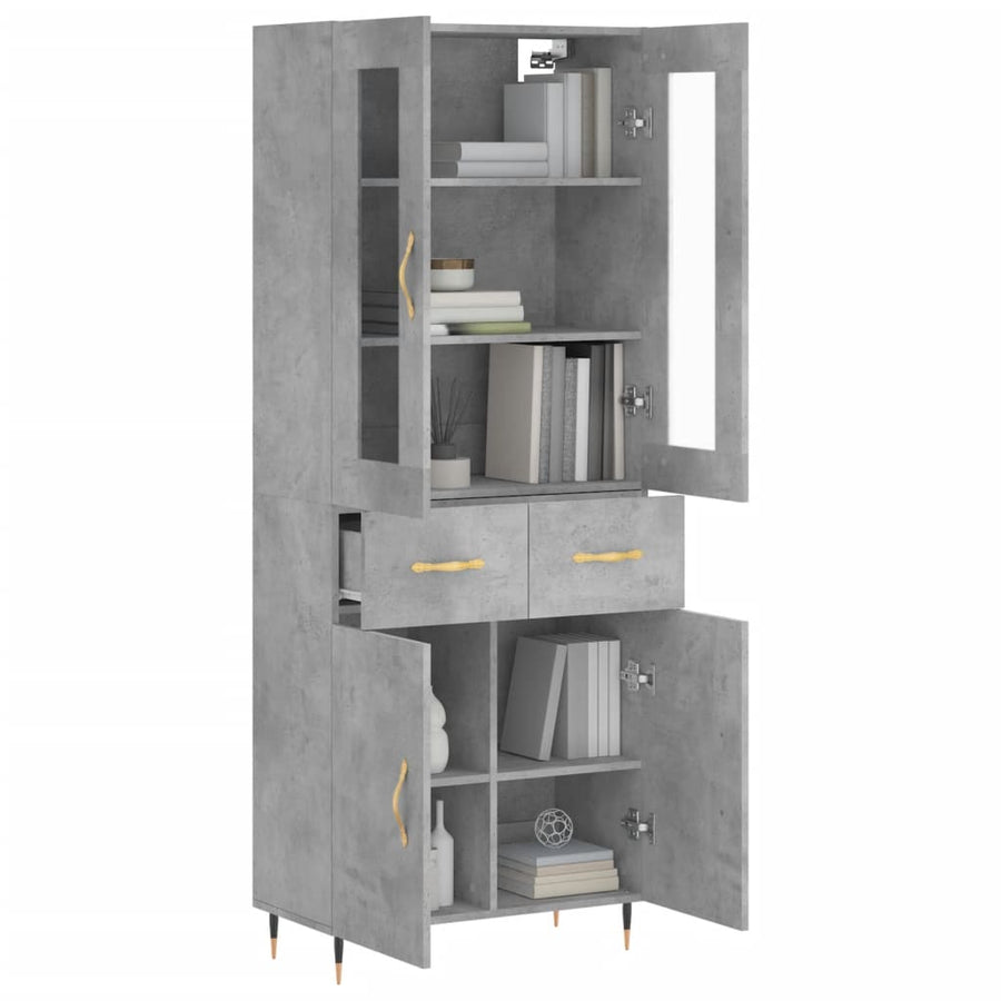 Hoge Kast 69,5X34X180 Cm Bewerkt Hout Betongrijs