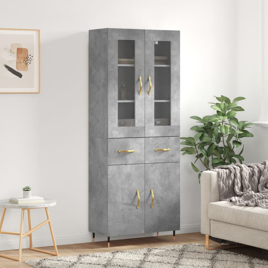 Hoge Kast 69,5X34X180 Cm Bewerkt Hout Betongrijs