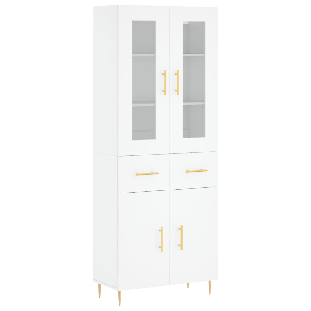 Hoge Kast 69,5X34X180 Cm Bewerkt Hout Wit