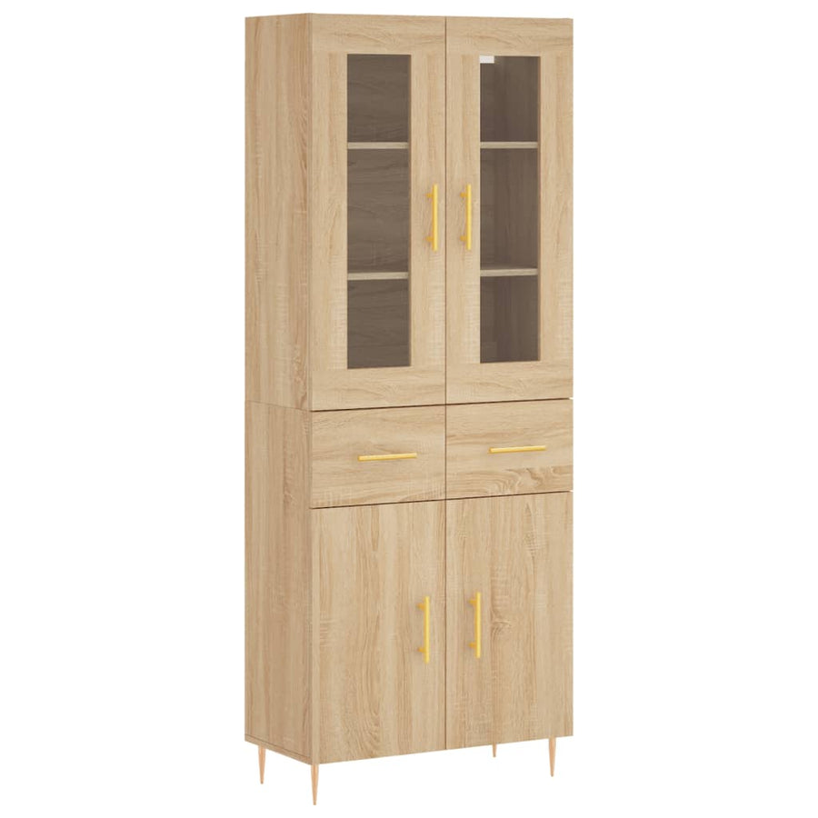 Hoge Kast 69,5X34X180 Cm Bewerkt Hout Sonoma Eikenkleurig