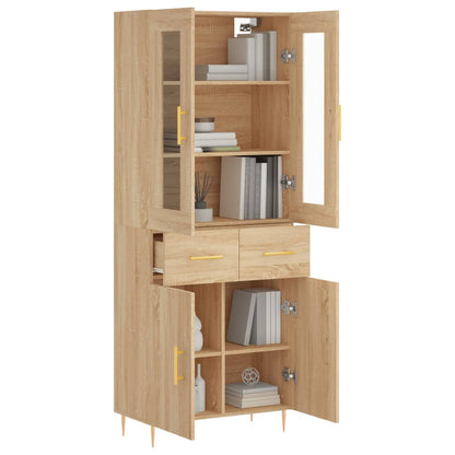 Hoge Kast 69,5X34X180 Cm Bewerkt Hout Sonoma Eikenkleurig