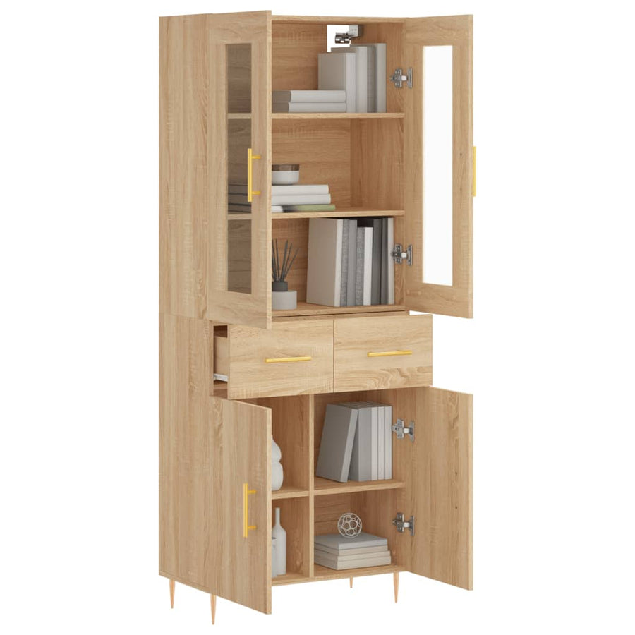 Hoge Kast 69,5X34X180 Cm Bewerkt Hout Sonoma Eikenkleurig